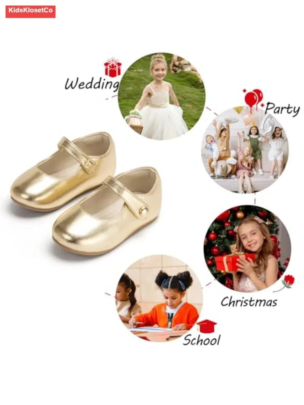 Toddler Glitter Dress Shoes Ballet Flats with Bow Wedding Party